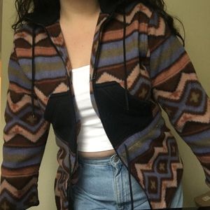 Vintage 90s Southwest Print Fleece Zip Up Jacket